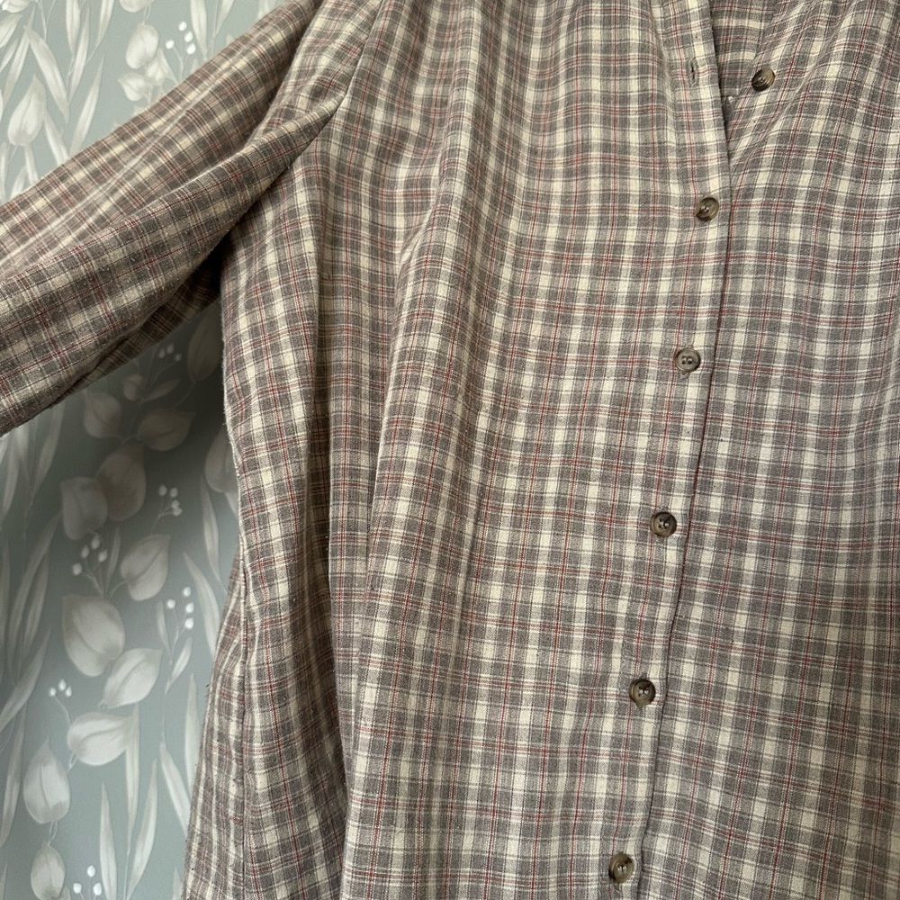 Neuflora Plaid Ruffle Collar Blouse - Picture 2 of 3